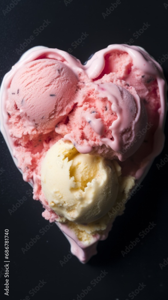 Heart shaped ice cream, a sweet symbol of romance and love, perfect for Valentine's Day or romantic summer. Heart shaped ice cream, a sweet symbol of romance and love, perfect for Valentine's Day or romantic summer.