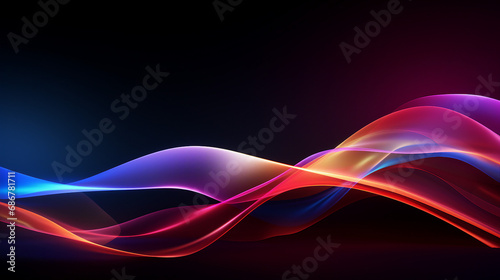 Dynamic Waves of Light and Color on a Dark Background