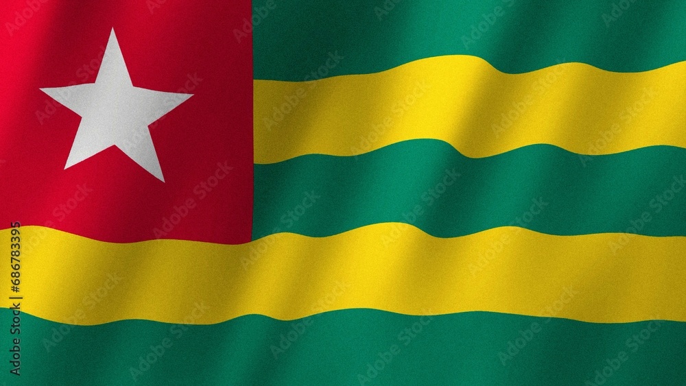 Togo flag waving in the wind. Flag of Togo images