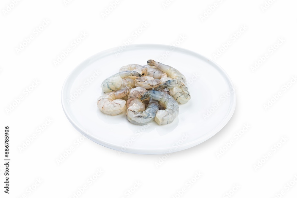 Seafood on a white plate. White background Seafood on a white plate. White background