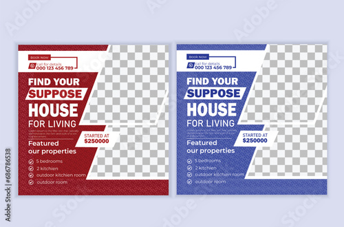 Real estate house property instagram post two colors design presentation.