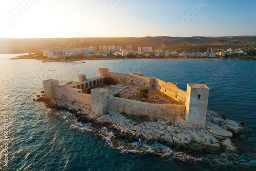 Maiden's castle (kizkalesi) Mersin, Turkey. Aerial view of the maiden's castle (Kiz Kalesi) Mersin Turkey. photo