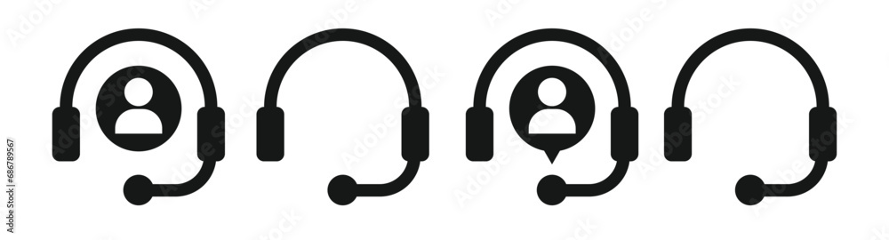 costumer service icon, helpdesk icon in flat style. Headphone vector illustration on white isolated background. Chat operator business concept. stock illustration - obrazy, fototapety, plakaty 