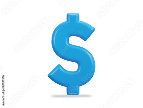 dollar icon on currency symbol 3d rendering vector illustration