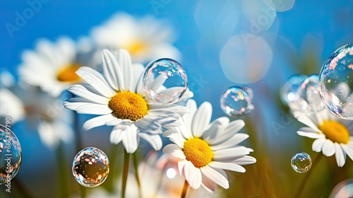 Spring background with pretty flowers. Generative AI