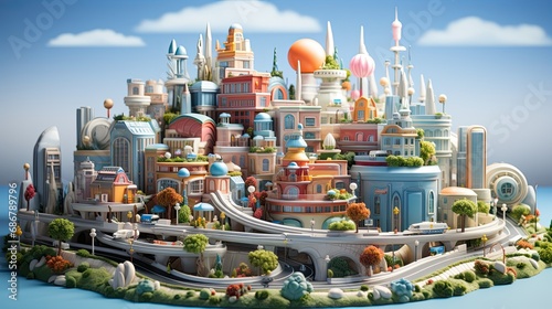 Miniature toy city. Generative AI