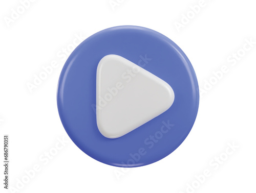 3d play button icon on video clip vector icon illustration