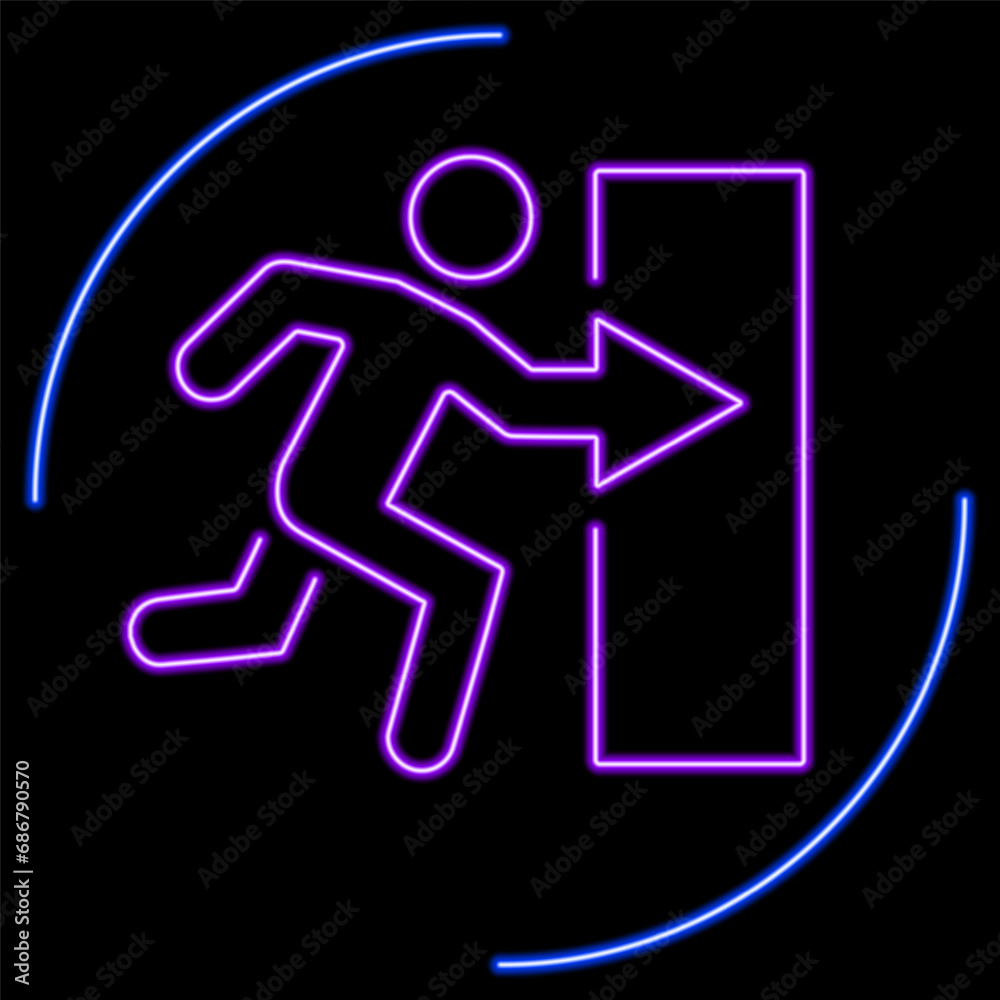exit neon sign, modern glowing banner design, colorful modern design trends on black background. Vector illustration. exit neon sign, modern glowing banner design, colorful modern design trends on black background. Vector illustration.
