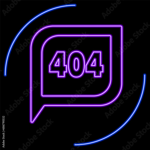 error 404 neon sign, modern glowing banner design, colorful modern design trends on black background. Vector illustration.