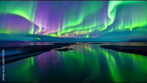 Aurora Borealis over a lake