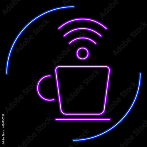 free wi fi neon sign, modern glowing banner design, colorful modern design trends on black background. Vector illustration.