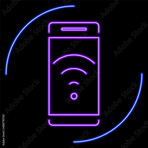 free wi fi neon sign, modern glowing banner design, colorful modern design trends on black background. Vector illustration.
