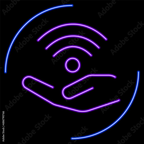 free wi fi neon sign, modern glowing banner design, colorful modern design trends on black background. Vector illustration.