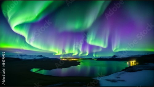 Aurora Borealis over a lake