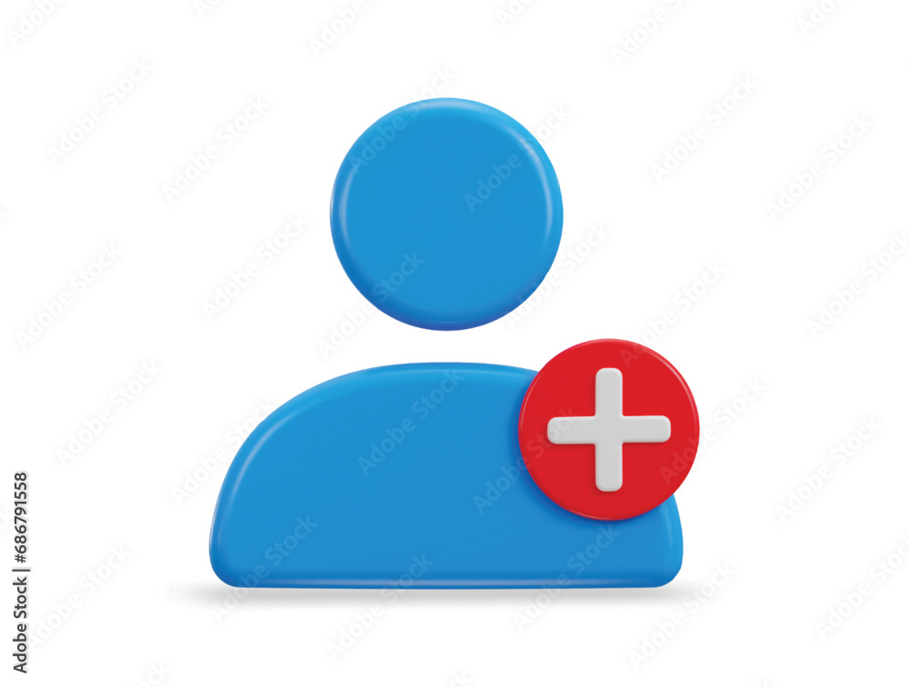 3d add user icon vector illustration 3d add user icon vector illustration