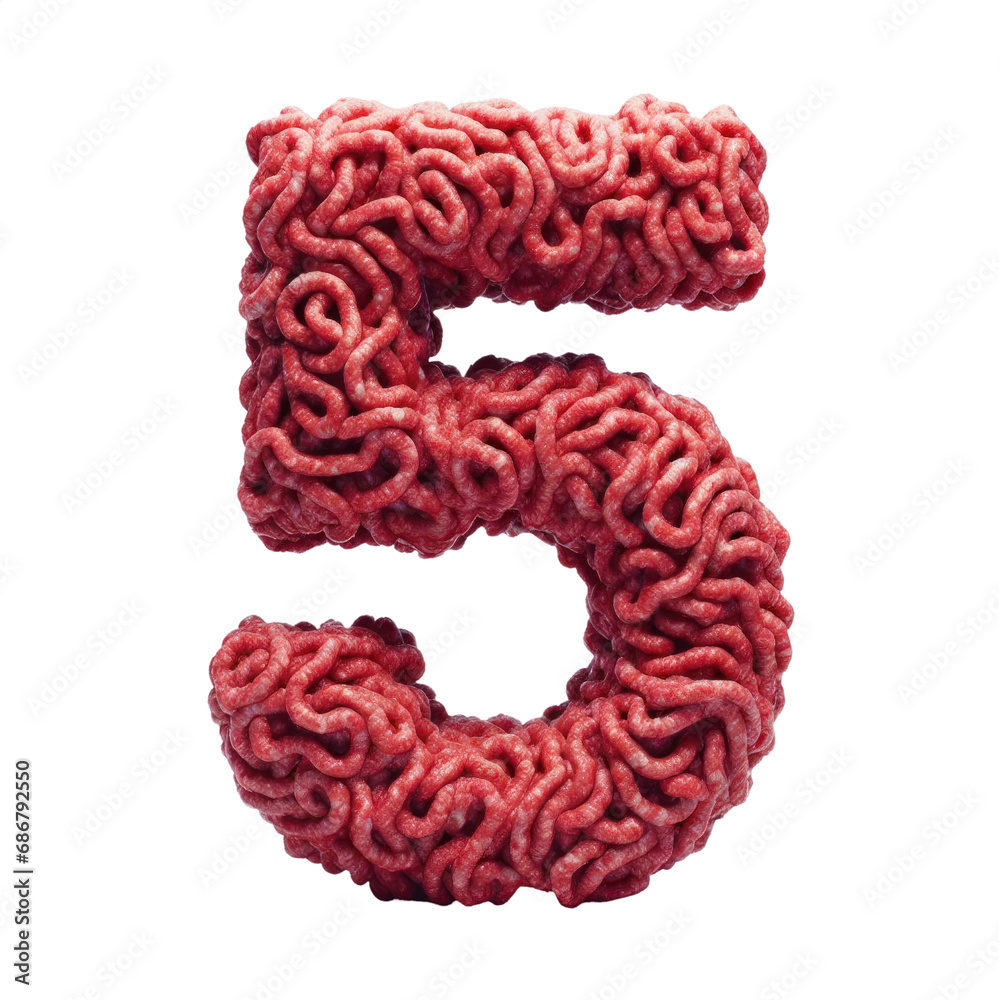 Butcher Number 5 Five - 3D Meat Number - Raw Meat - minced meat - transparent PNG ...
