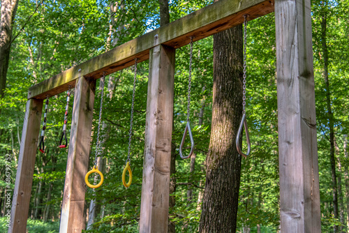 Modern sports ground with fitness equipment