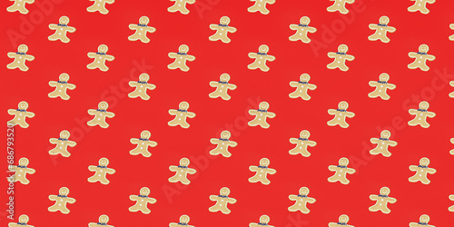 Wallpaper Mural Merry Christmas 3d pattern illustration with gingerbread. Space for text. Template background. Torontodigital.ca