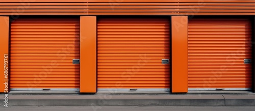 Orange storage units grouped together Copy space image Place for adding text or design