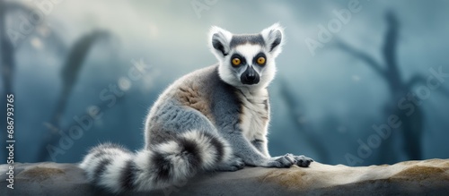 lemur catta ring tailed lemur Copy space image Place for adding text or design © HN Works