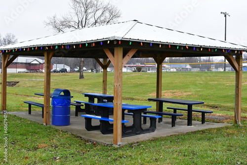 Picnic Tables in a Park Pavilion