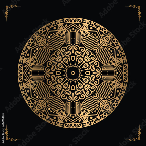 Luxury mandala design gold color Vetor