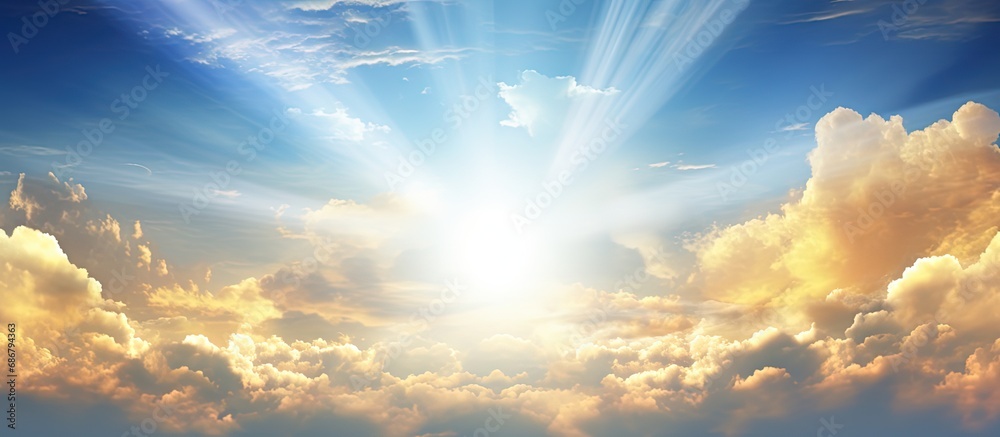 Gorgeous sky with sunbeam Copy space image Place for adding text or design
