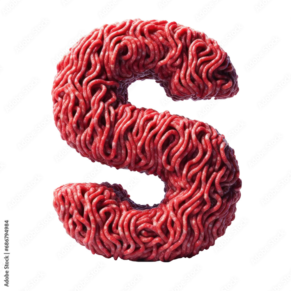S 3D Meat Alphabet Meat Letter Raw Meat minced meat