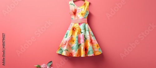 Online clothing store website with summer dress on sale and cart button Copy space image Place for adding text or design photo