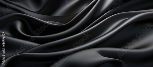 Luxurious black silk or satin texture with an abstract background Copy space image Place for adding text or design