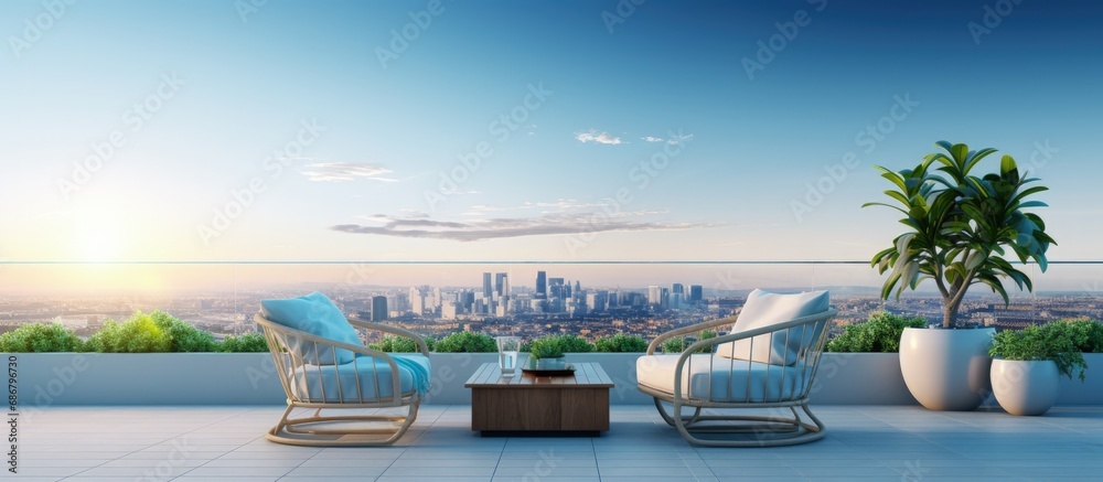 Opulent penthouse deck Copy space image Place for adding text or design
