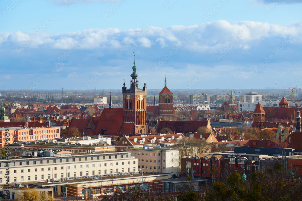 14.01.2023: view of historical part of the old city of Gdansk. Poland