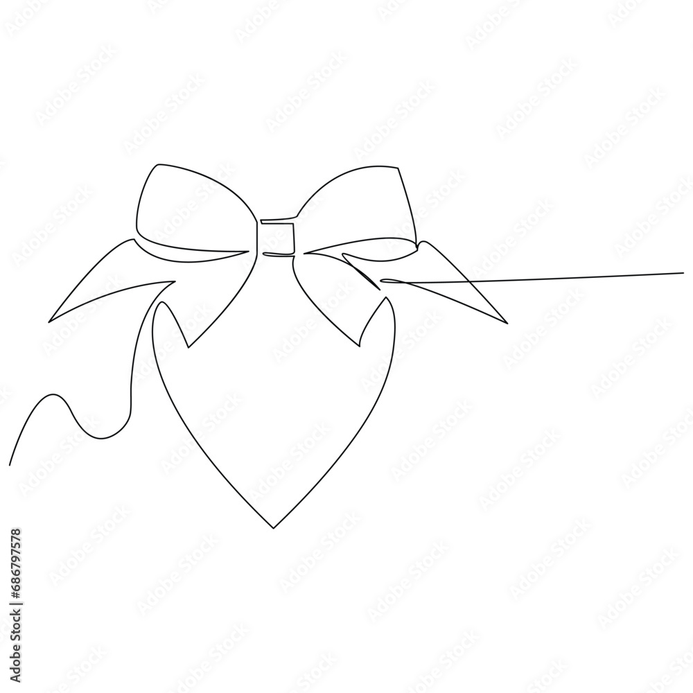 Ribbon one line continuous outline vector art drawing and simple minimalist design Ribbon one line continuous outline vector art drawing and simple minimalist design