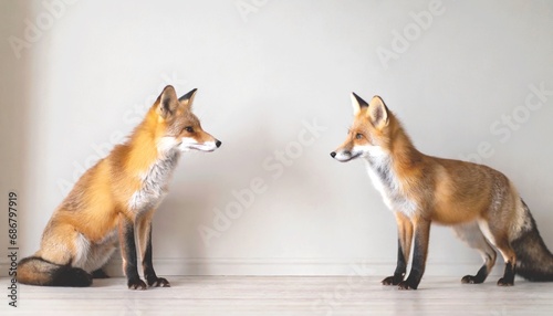 two foxes facing each other, 16:9 widescreen background / wallpaper