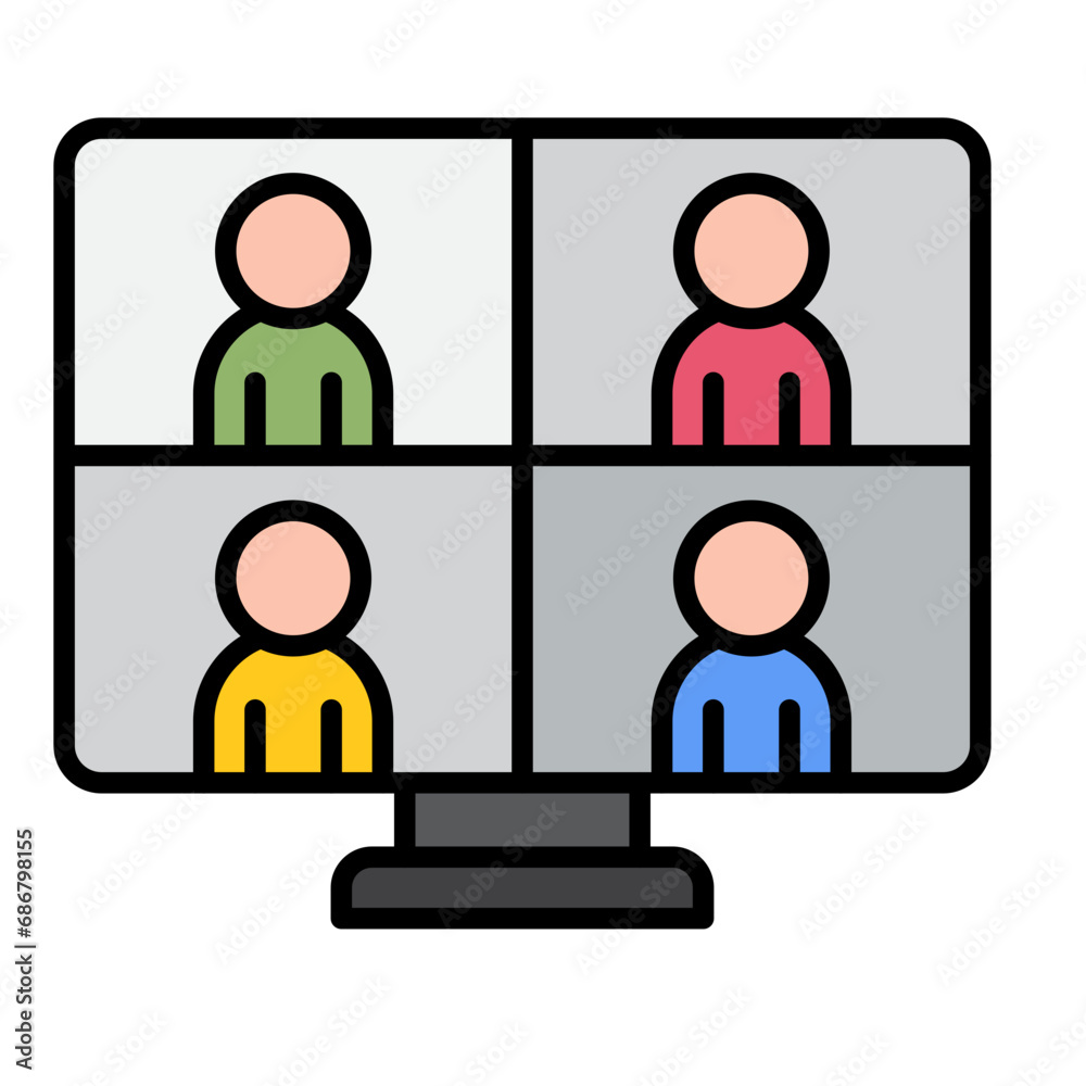 Conference Call Flat Multicolor Icon Conference Call Flat Multicolor Icon