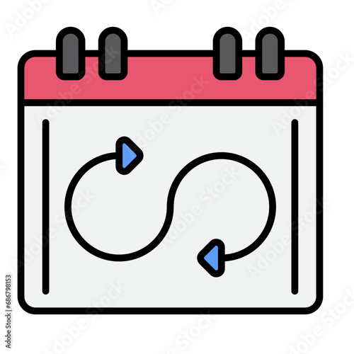 Flexible Schedule Flat Multicolor Icon