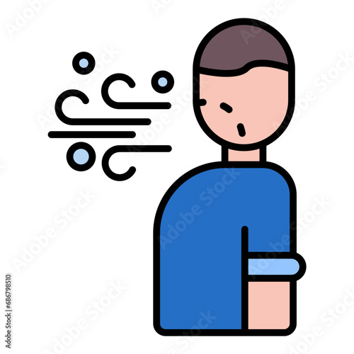 Shortness of Breath Flat Multicolor Icon