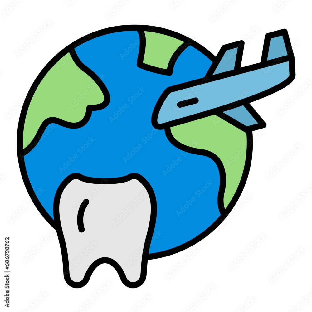 Dental Tourism Flat Multicolor Icon
