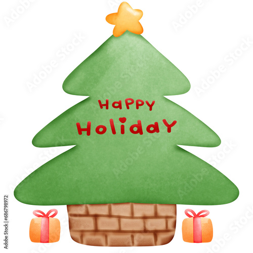 christmas tree and happy holiday