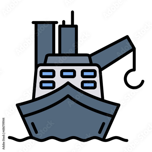 Cargo Barge Flat Multicolor Icon