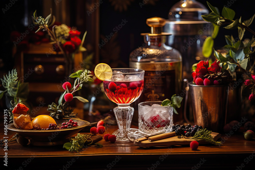 Christmas cocktail bar, gourmet holiday drinks Christmas cocktail bar, gourmet holiday drinks