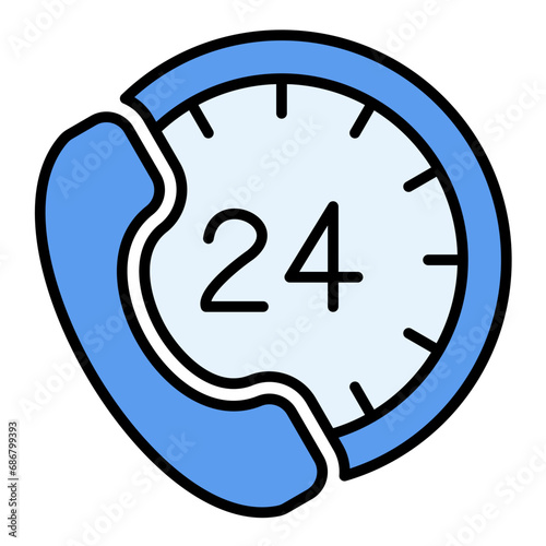 24H Support Flat Multicolor Icon