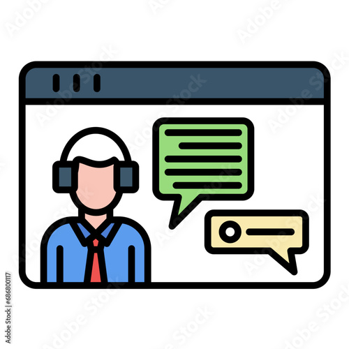 Online Counseling Flat Multicolor Icon