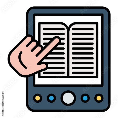 Reading Online Flat Multicolor Icon