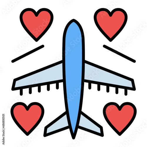Honeymoon Flat Multicolor Icon