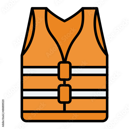 Life Jacket Flat Multicolor Icon