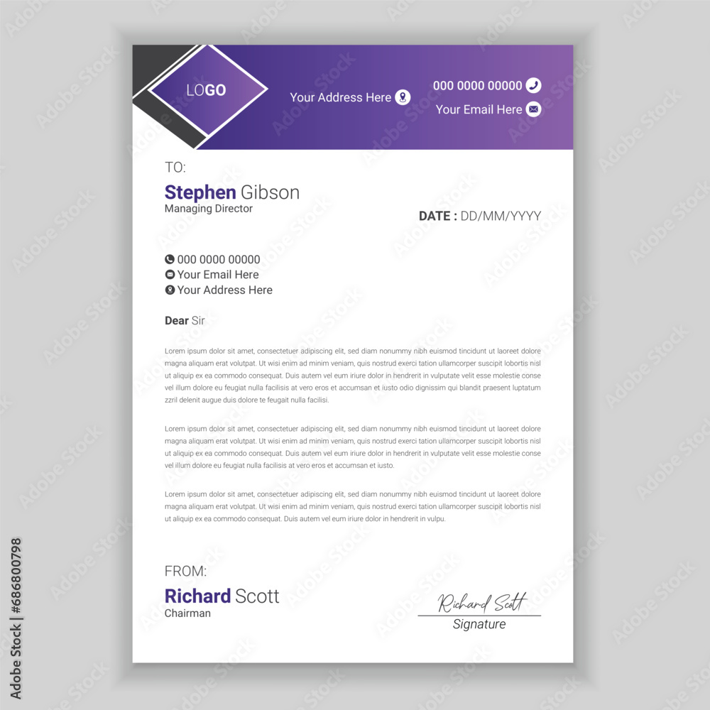 Letterhead template in Abstract style design.
Letterhead template in Abstract style design.