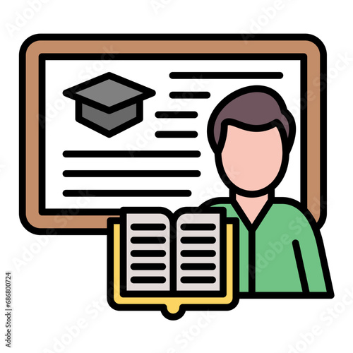 Lecturer Flat Multicolor Icon