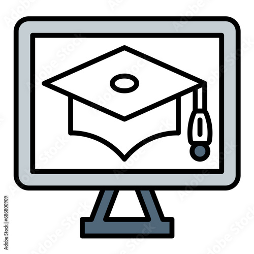 Online Course Flat Multicolor Icon