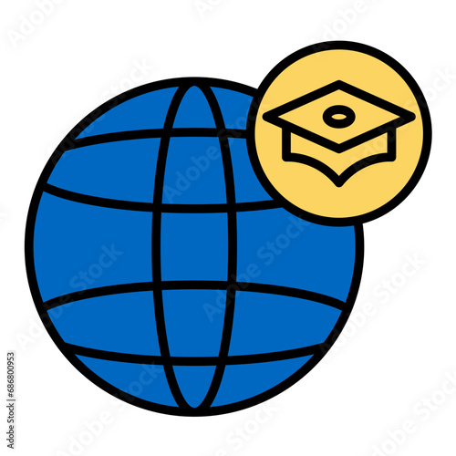 Study Abroad Flat Multicolor Icon